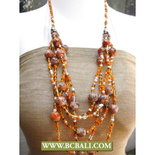 Orange Stone mix Beading Fashion Necklace